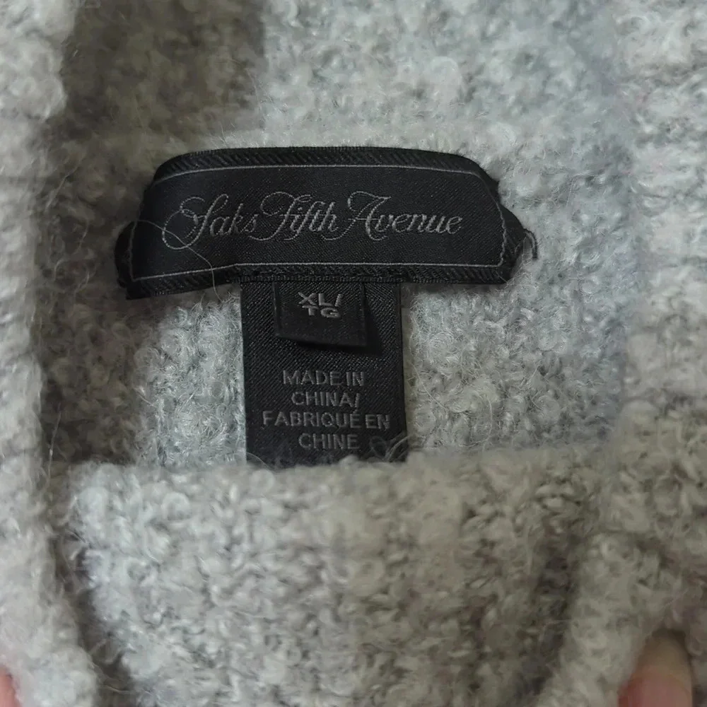 Saks Fifth Avenue Wool Sweater Mock Neck Sweater, Color Gray Size XL - Picture 12 of 12